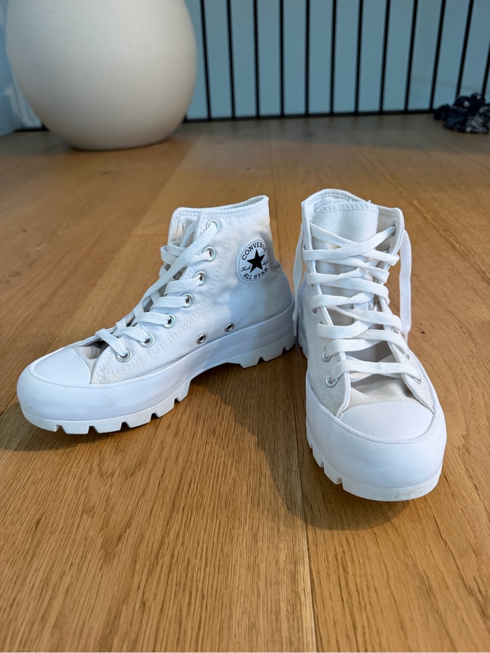 Converse White High Top Platform Lug Sole Sneakers